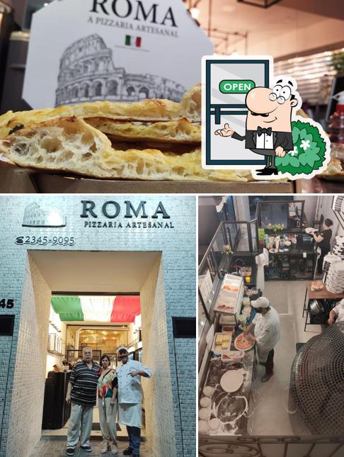 Confira a foto mostrando exterior e sobremesa no Roma A Pizzaria Artesanal