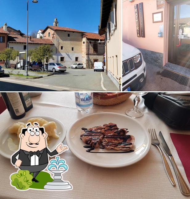 Dai un’occhiata alla immagine che presenta la esterno e cibo di Trattoria La Vecchia Frazione