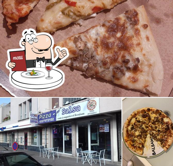 Parmi les diverses choses de la nourriture et la intérieur, une personne peut trouver sur Pizza Salsa