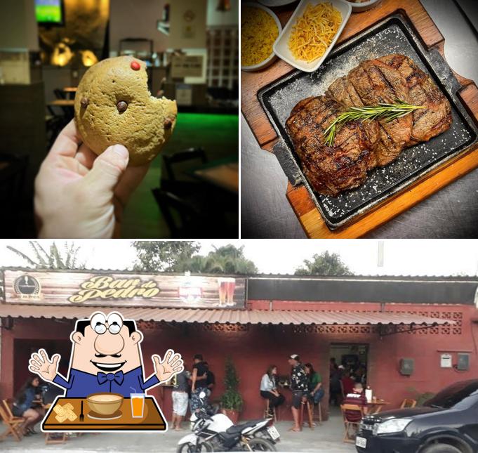 Confira a ilustração ilustrando comida e exterior no Bar do Pedro