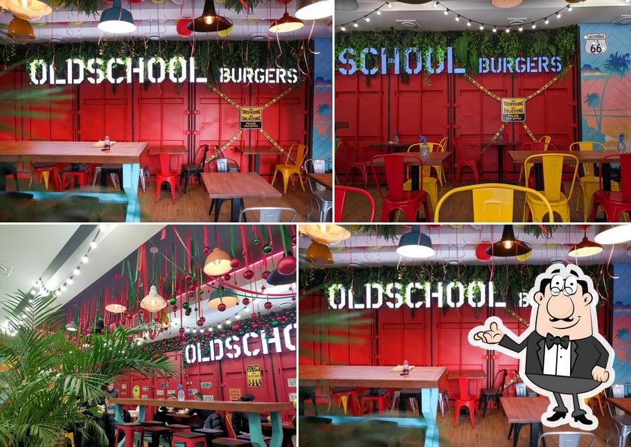 Посмотрите на внутренний интерьер "Oldschool burgers"