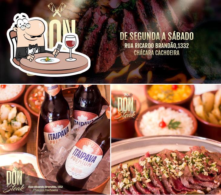 A imagem da comida e cerveja no Don Steak