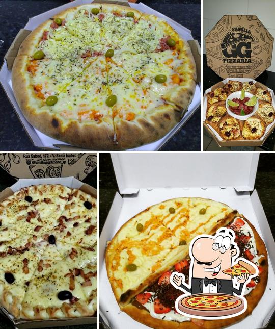 Escolha pizza no Família GG Pizzaria