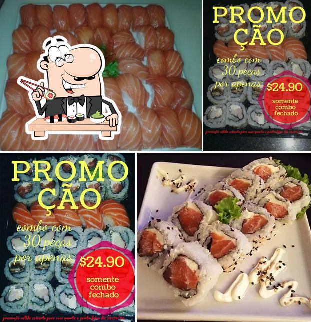 Rolos de sushi são oferecidos por Vitrine Sushi Delivery