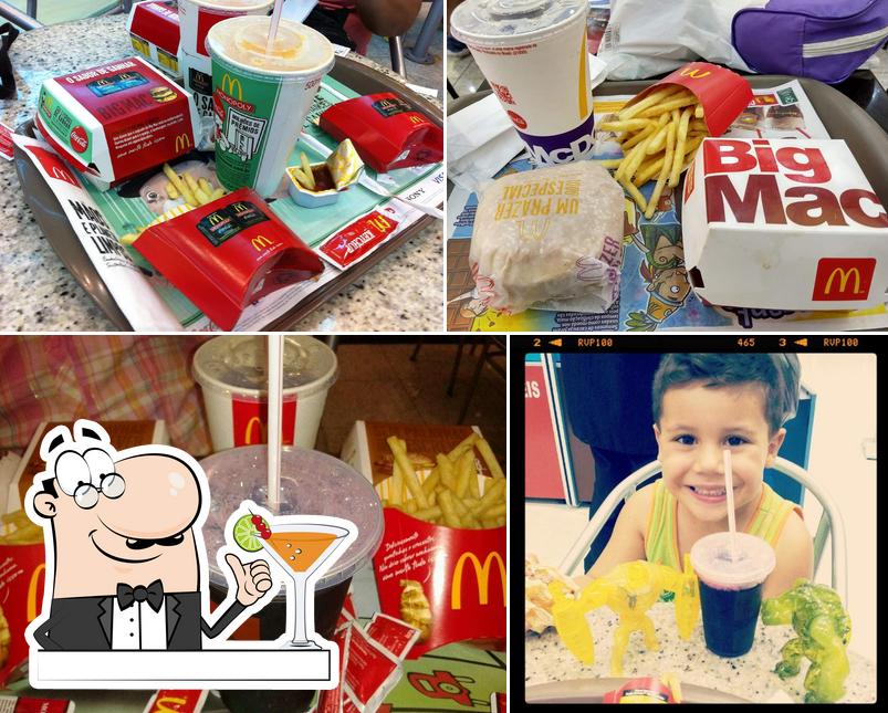 Entre diversos coisas, bebida e comida podem ser encontrados no McDonald's