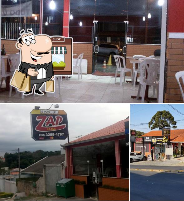 Esta é a ilustração mostrando exterior e interior a Zap Pizzaria