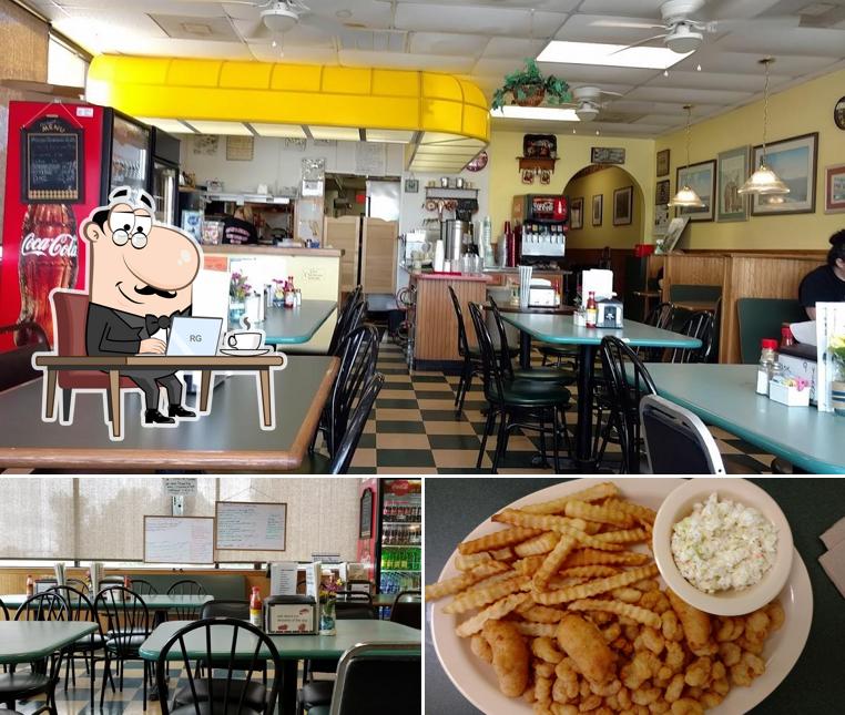 The picture of interior and food at Frank & Shirley's