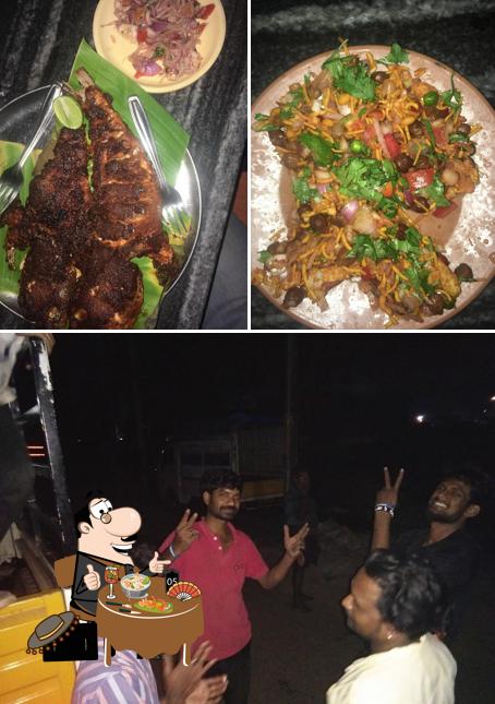 The photo of food and bar counter at Friends bar