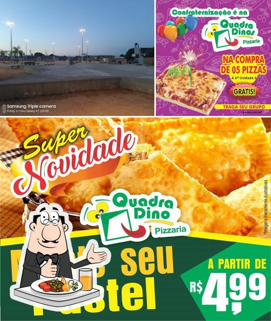 A Quadradinos Pizzaria & Hamburgueria se destaca pelo comida e exterior