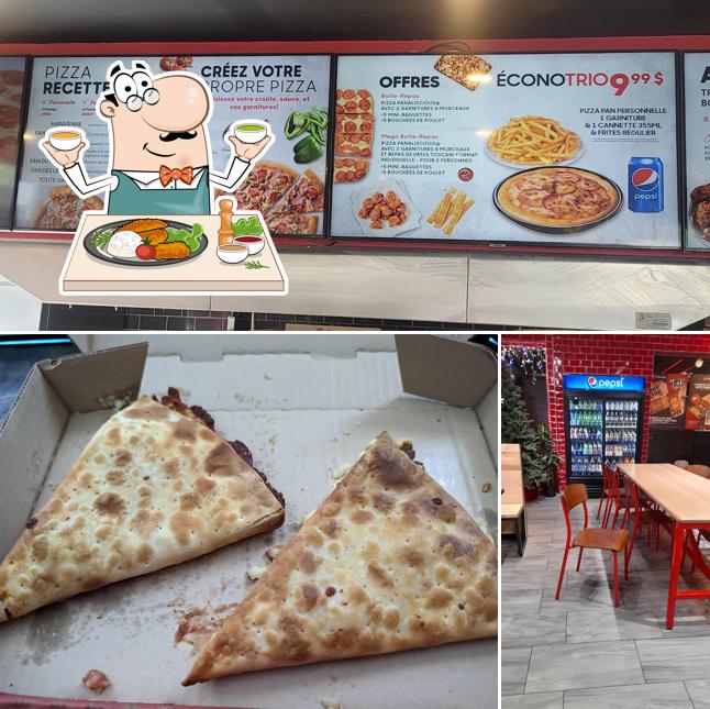 Voici l’image indiquant la nourriture et intérieur sur Pizza Hut Longueuil