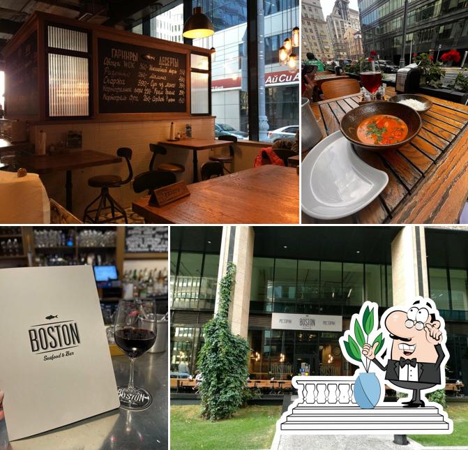 Наслаждайтесь свежим воздухом и видом, открывающемся из "Ресторана Boston Seafood & Bar"
