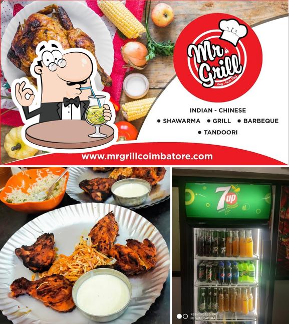 This is the image showing drink and meat at Mr.Grill