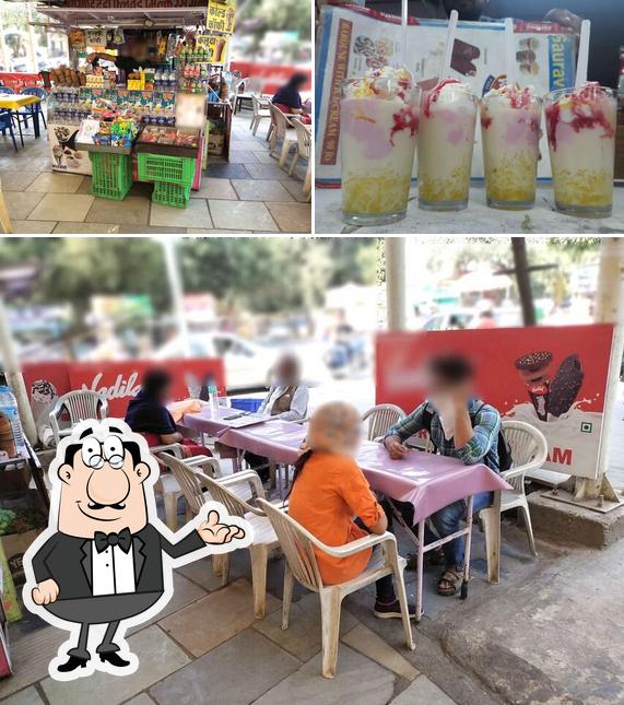 The restaurant's interior and dessert