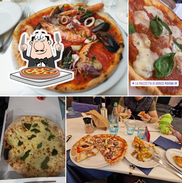 Prenditi una pizza a La Piazzetta Di Borgo Marina IM