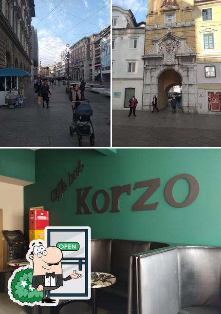 Questa è la immagine che raffigura la esterno e cibo di Korzo caffe bar Duga Resa