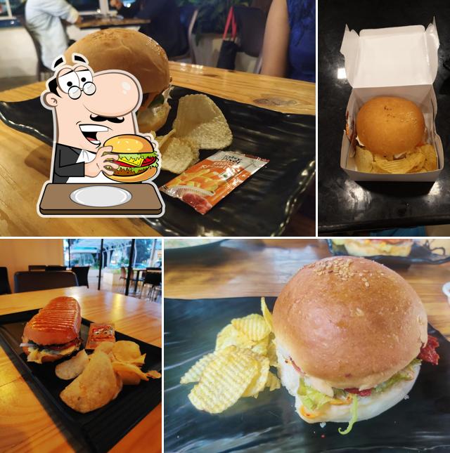 Order a burger at Foodelicious Cafe and Bistro