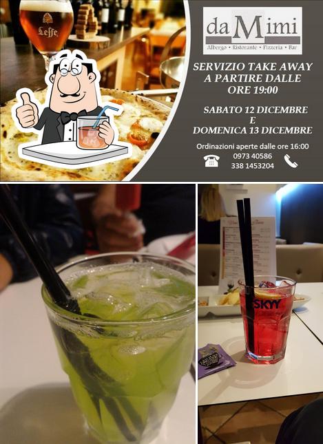 Questa è la immagine che mostra la bevanda e pizza di Bar Nives