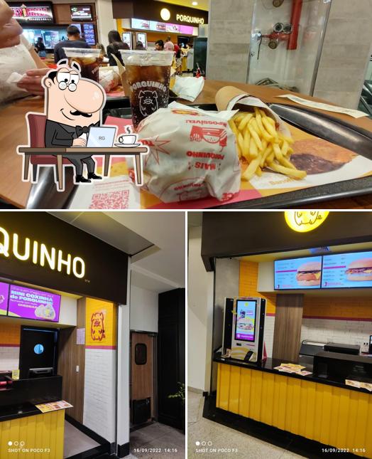 Esta é a imagem mostrando interior e comida no O Porquinho Plaza Niterói