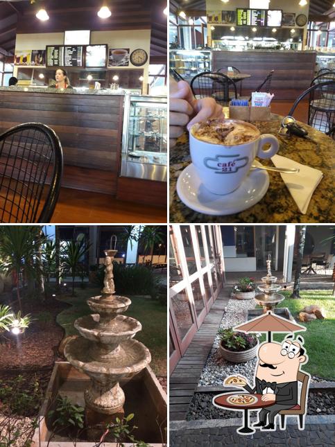A imagem do Café 21’s exterior e interior