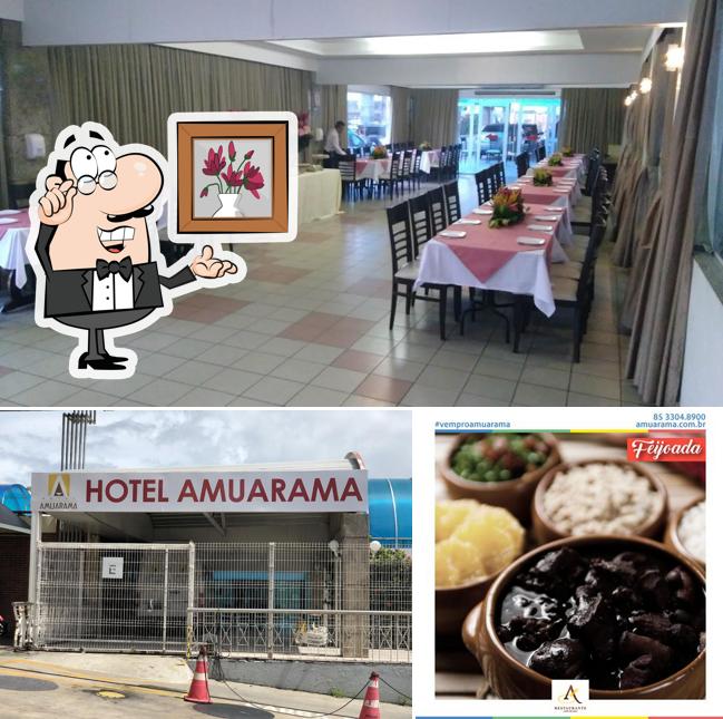 Sente em uma das mesas no Restaurante Amuarama