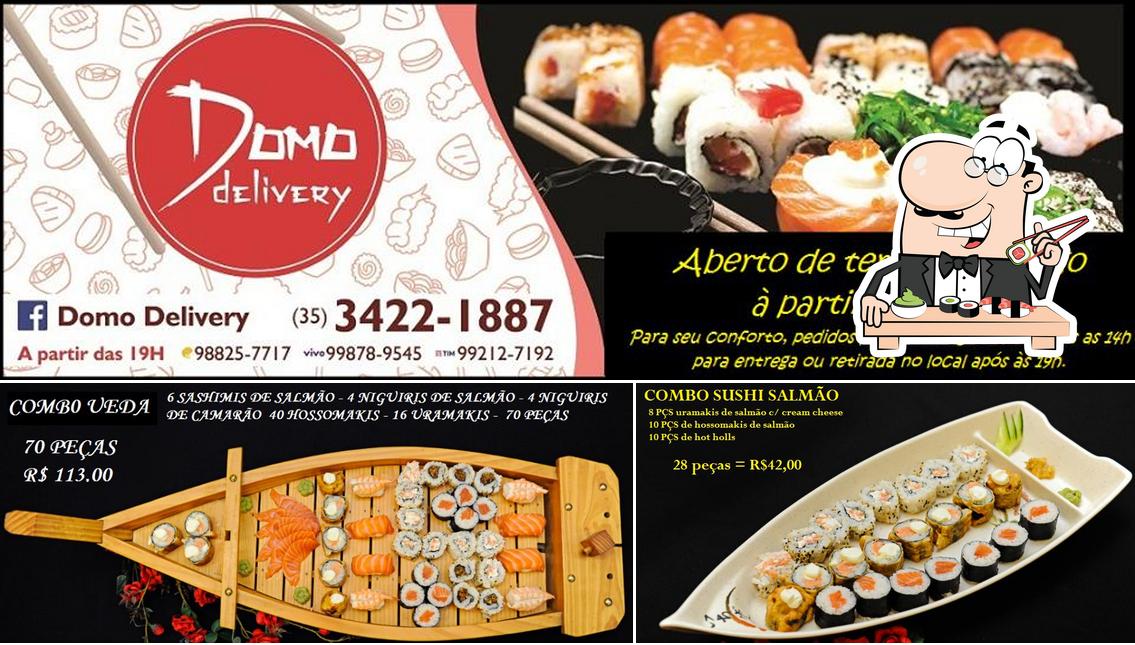 Rolos de sushi são servidos no Domo Delivery