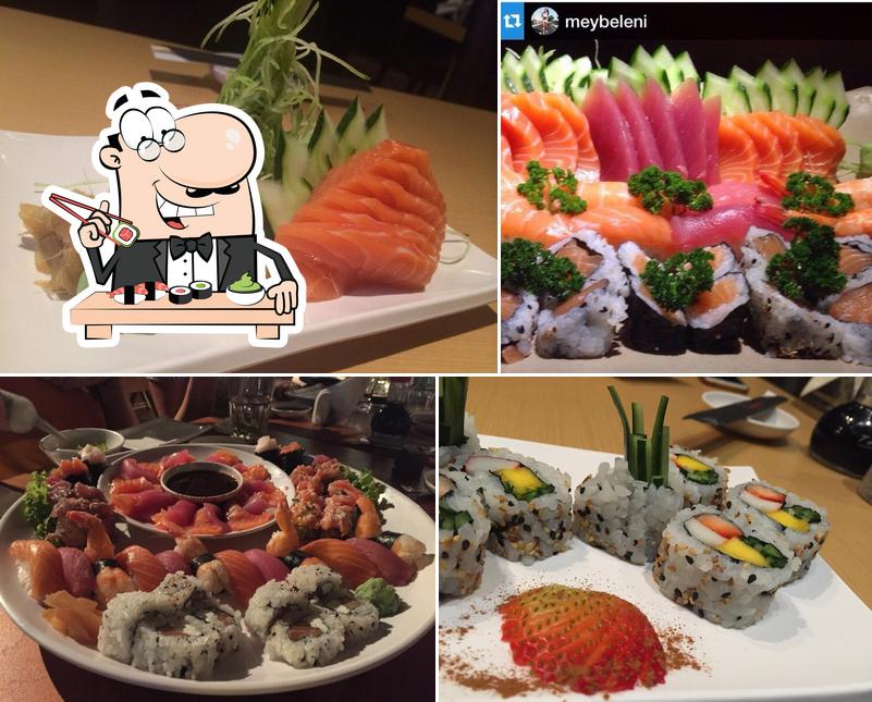 Rolos de sushi são servidos no Temakeria e Cia