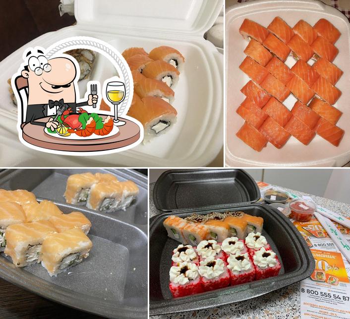 В "Суши даром" вы можете попробовать разнообразные блюда с морепродуктами