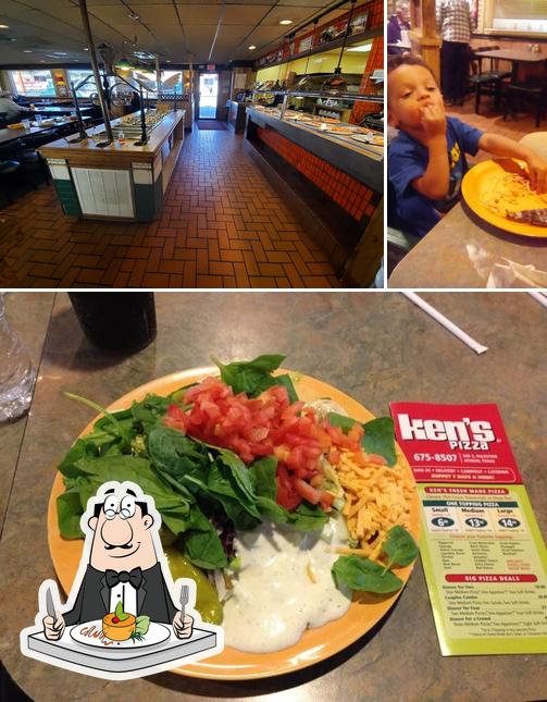 The picture of food and interior at Ken's Pizza Parlor