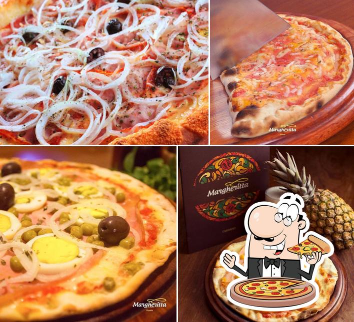 Escolha pizza no Pizzaria Margheritta