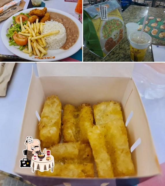 Esta é a imagem apresentando comida e cerveja no Giraffas Montes Claros Shopping