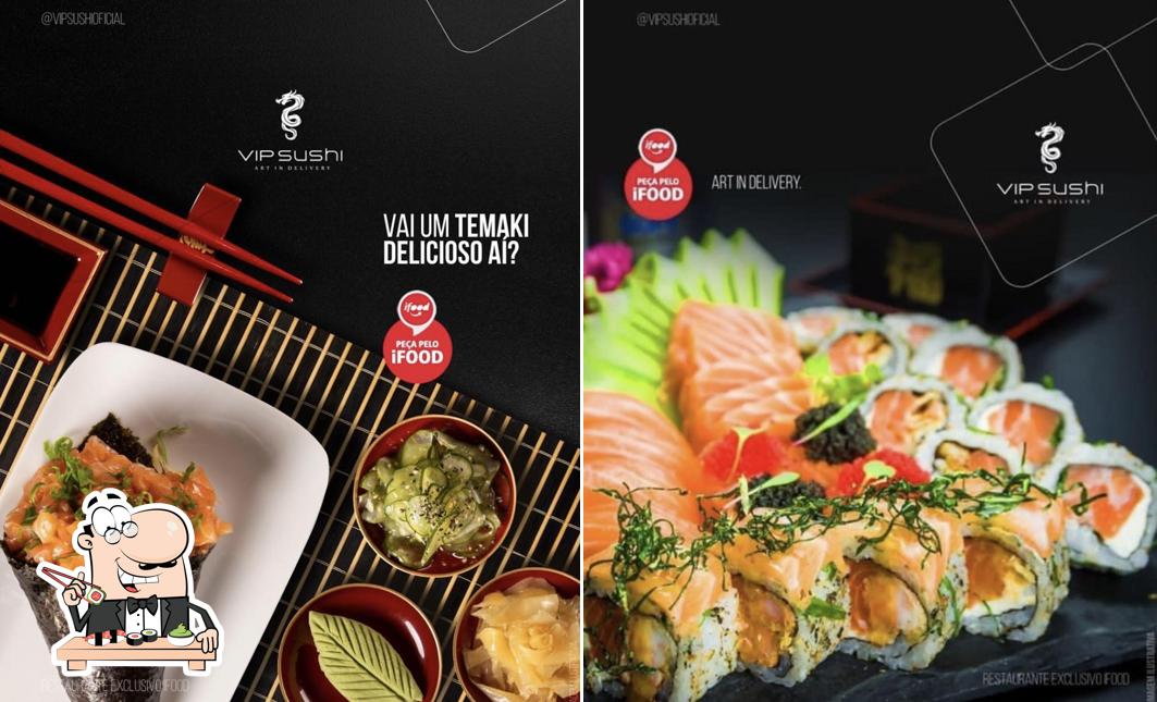Rolos de sushi são oferecidos por VIP Sushi -Taboao Da Serra