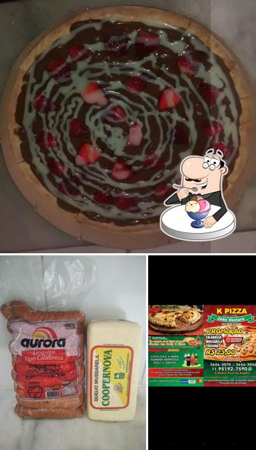 K Pizza provê uma variedade de pratos doces