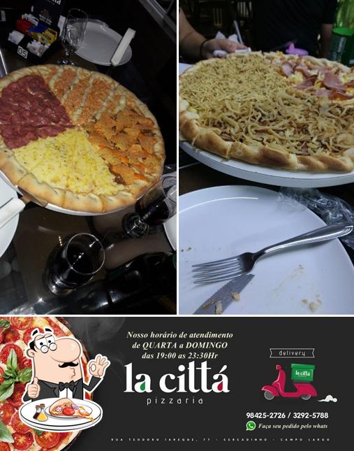 Experimente pizza no Pizzaria lá Cittá