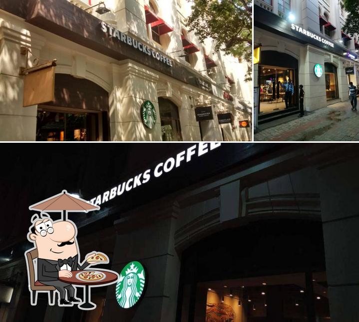 The exterior of Starbucks