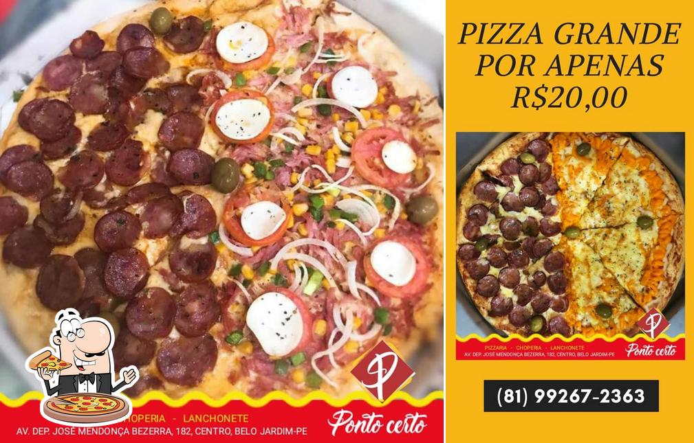 Experimente pizza no Ponto Certo Pizzaria