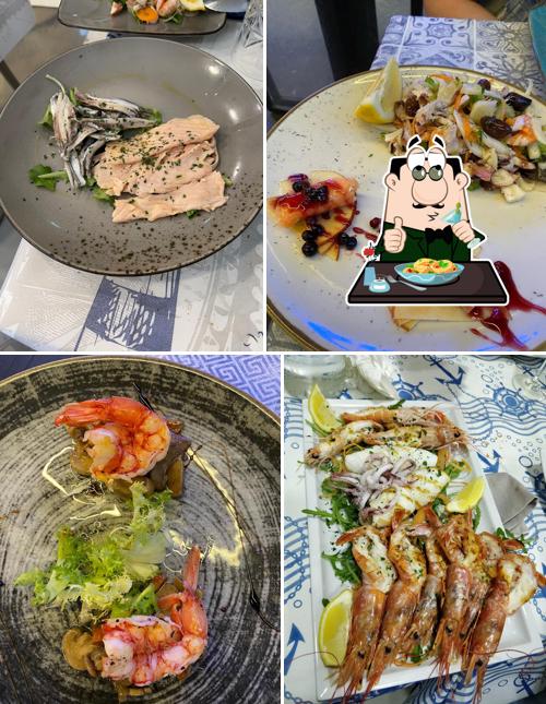 Cibo al Pescheria ristorante in alto mare