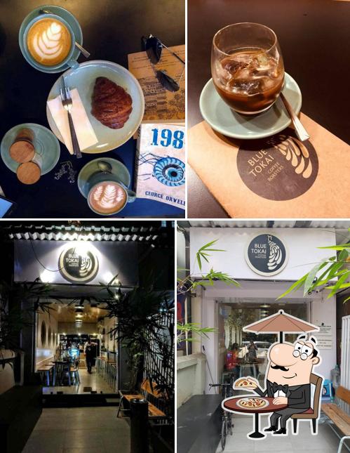 The photo of Blue Tokai Coffee Roasters Bandra’s exterior and drink