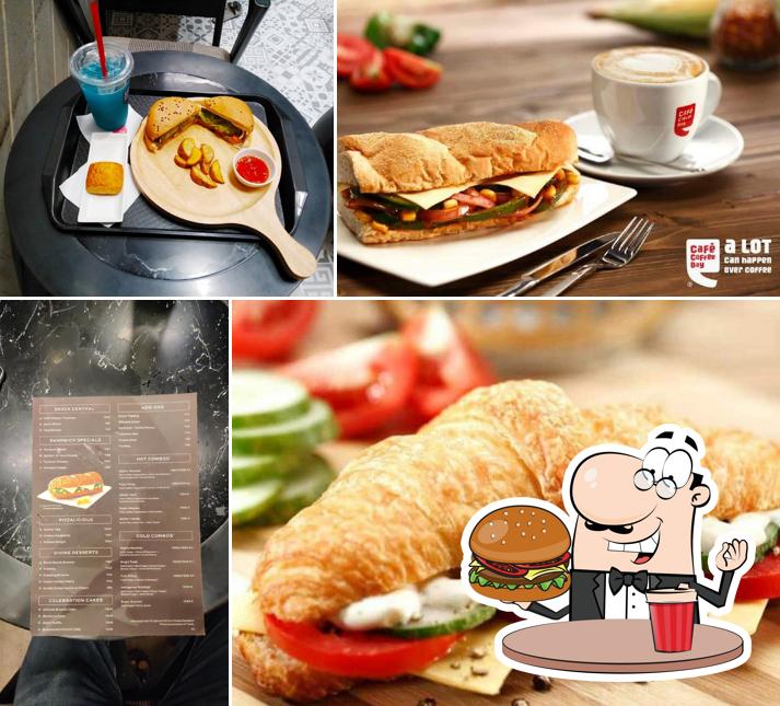 Order a burger at Café Coffee Day