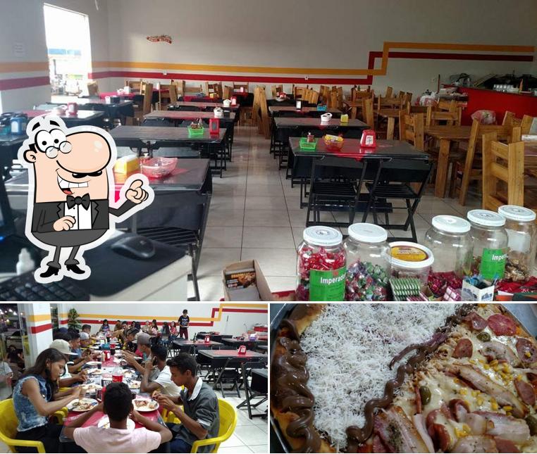 Entre diversos coisas, interior e frutos do mar podem ser encontrados a Brazollas Pizzaria