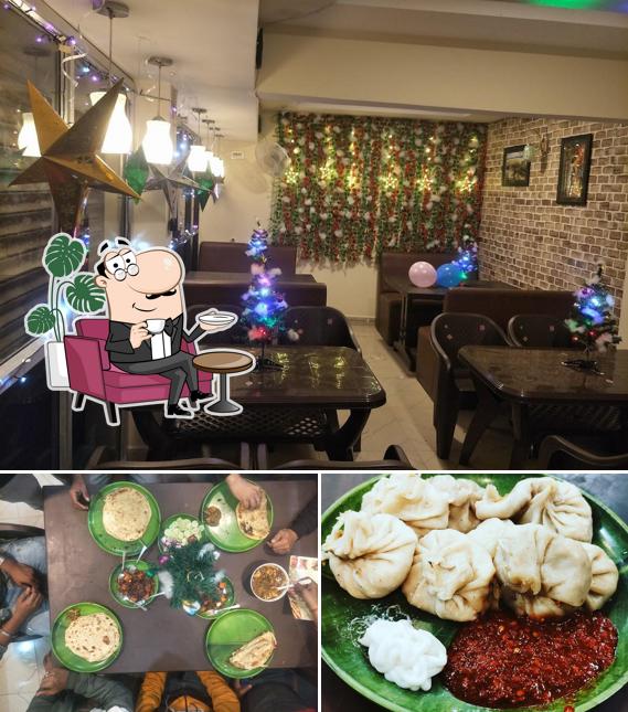 The restaurant's interior and food