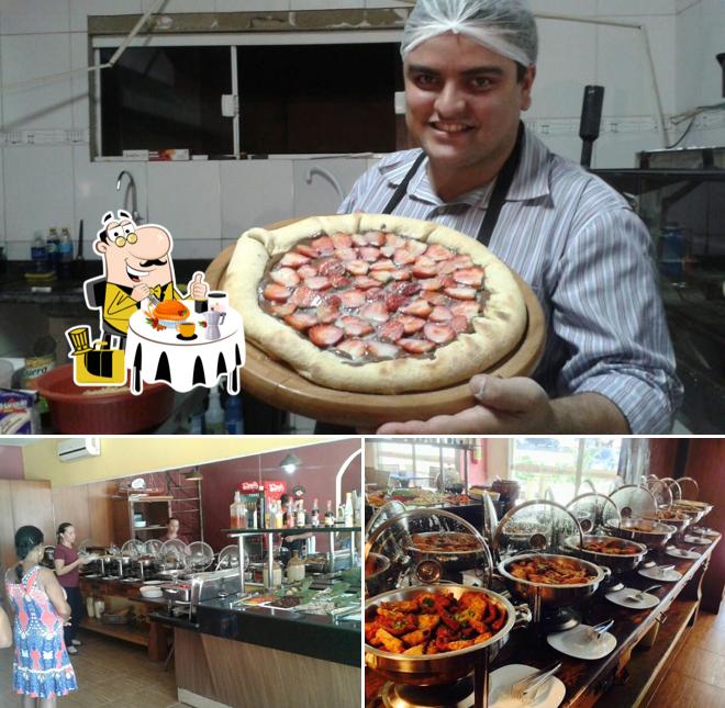 Entre diversos coisas, comida e interior podem ser encontrados no Restaurante e Pizzaria Made In Búzios