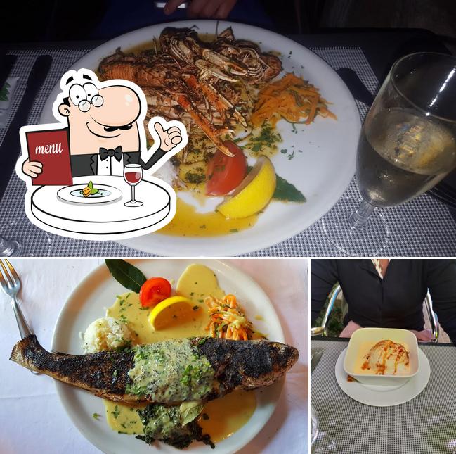 Изображение, на котором видны еда и столики в Restaurant Le Promontoire