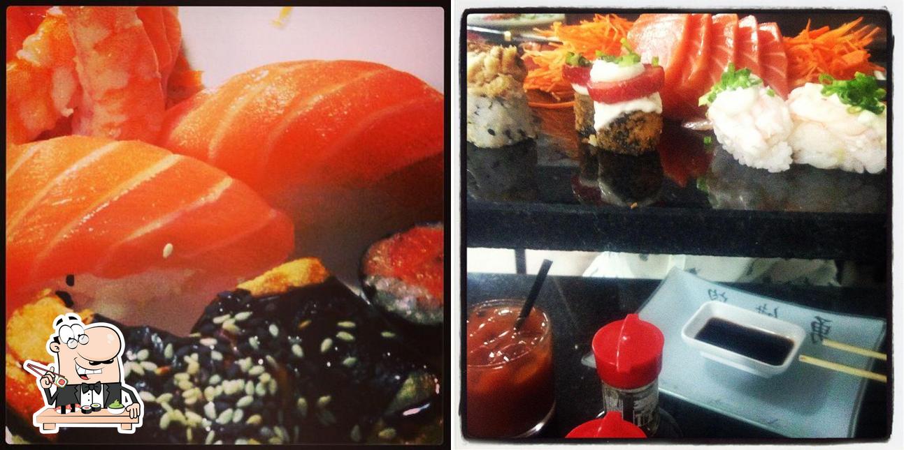 Rolos de sushi são disponibilizados no Tochi Sushi Bar