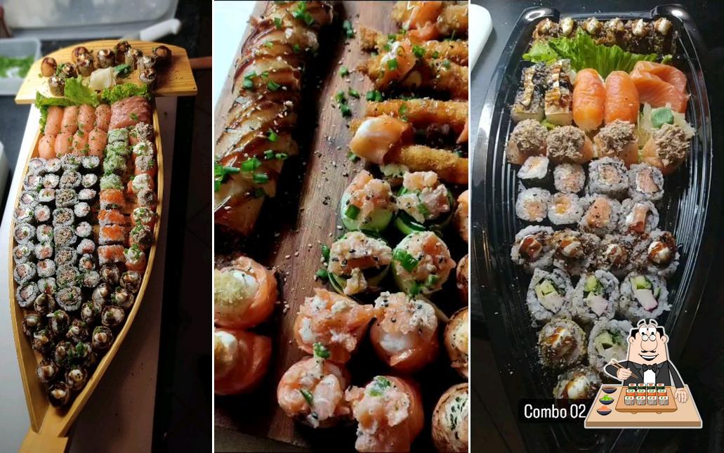 Rolos de sushi são disponibilizados no Maria Bonita Sushi Bar