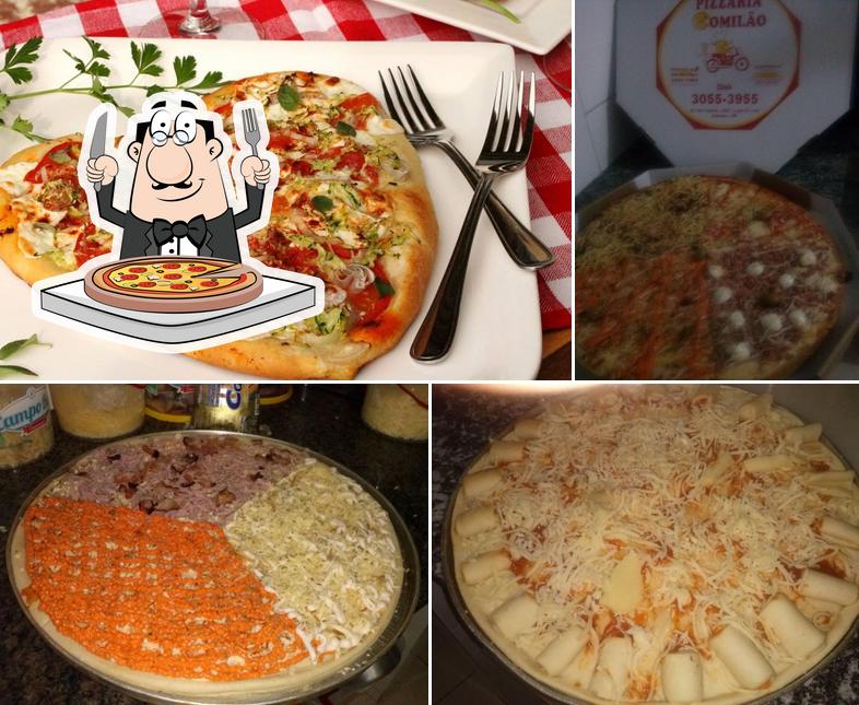 Escolha pizza no Pizzaria Comilão do Brasil