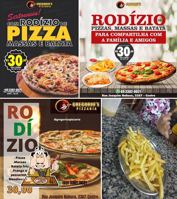 Escolha pizza no Gregoriu's Espetaria e Pizzaria