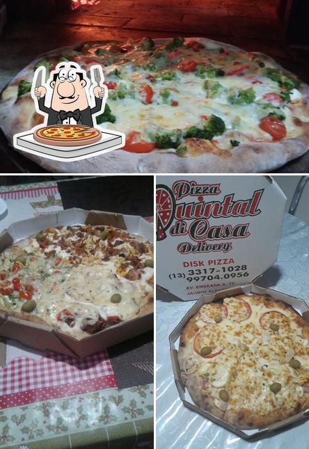 Escolha pizza no Pizzaria Quintal di Casa