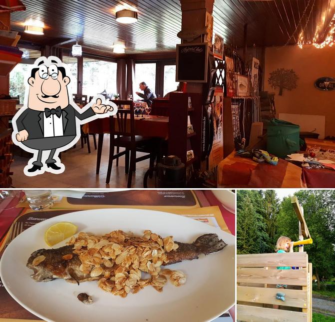 The picture of interior and food at Pêcherie du Moulin des Trois Ponts