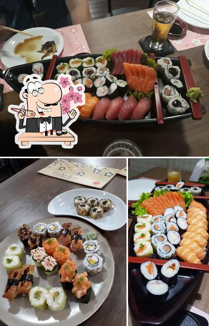 Escolha diferentes opções de sushi