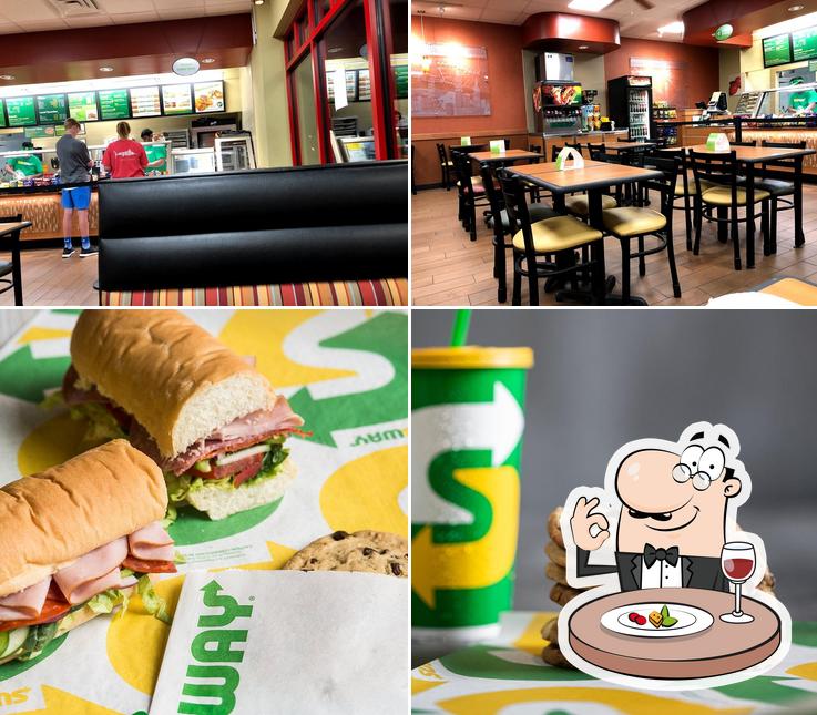 The picture of food and interior at Subway